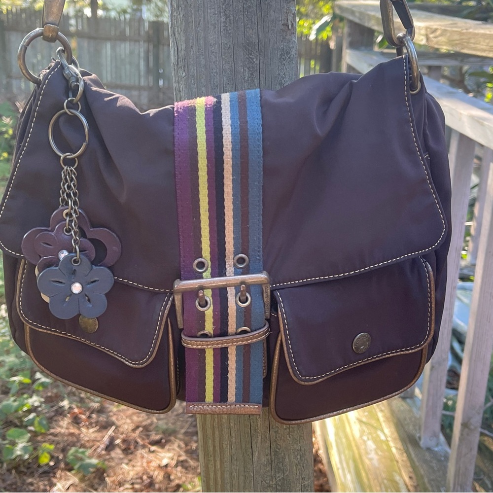 Franco Sarto Crossbody Brown Nylon Women's handbag 14 x 10 x 4